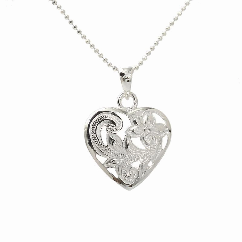 Sterling Silver Hawaiian Scroll See Through Heart Pendant (Chain Sold Separately)