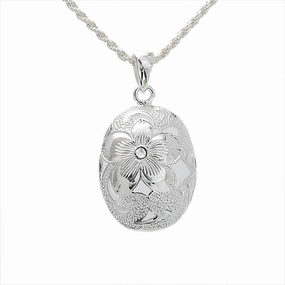 Sterling Silver Hawaiian Scroll See Through Oval Pendant (Chain Sold Separately)