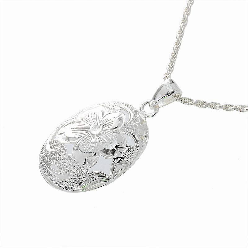 Sterling Silver Hawaiian Scroll See Through Oval Pendant (Chain Sold Separately)