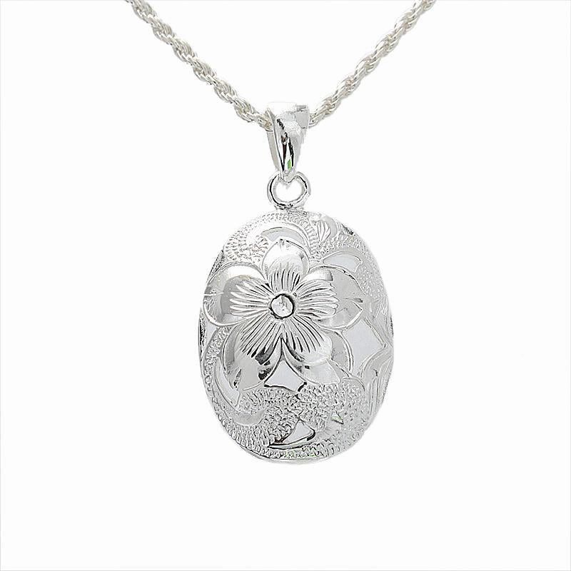 Sterling Silver Hawaiian Scroll See Through Oval Pendant (Chain Sold Separately)