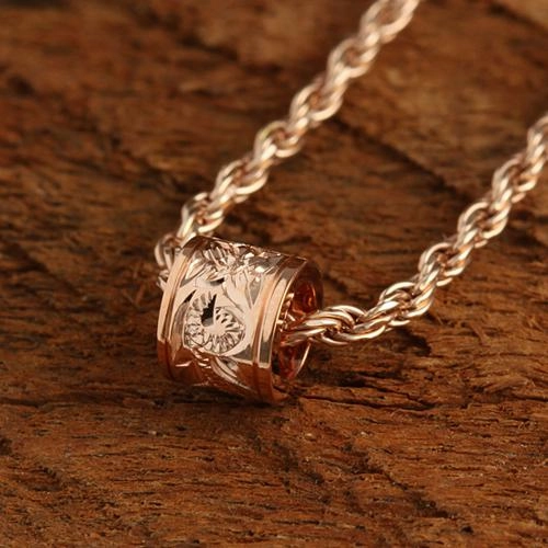 Sterling Silver Hawaiian Scroll Smooth Edge Barrel Pendant (Silver/Pink Gold/Yellow Gold) (S/M) (Chain Sold Separately)