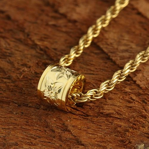Sterling Silver Hawaiian Scroll Smooth Edge Barrel Pendant (Silver/Pink Gold/Yellow Gold) (S/M) (Chain Sold Separately)
