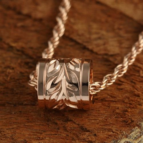 Sterling Silver Hawaiian Scroll Smooth Edge Barrel Pendant (Silver/Pink Gold/Yellow Gold) (S/M) (Chain Sold Separately)