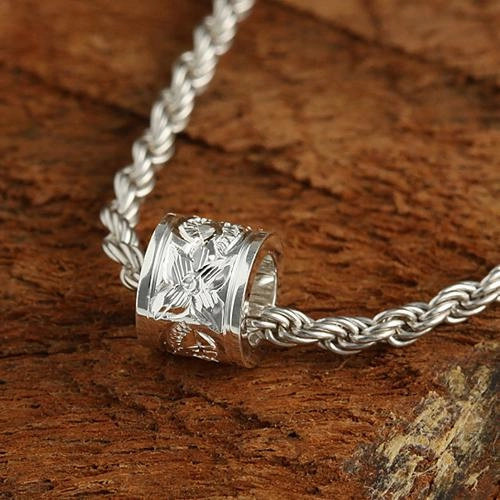 Sterling Silver Hawaiian Scroll Smooth Edge Barrel Pendant (Silver/Pink Gold/Yellow Gold) (S/M) (Chain Sold Separately)
