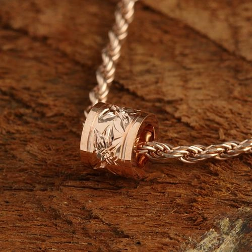 Sterling Silver Hawaiian Scroll Smooth Edge Barrel Pendant (Silver/Pink Gold/Yellow Gold) (S/M) (Chain Sold Separately)