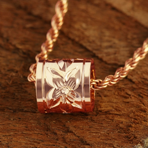 Sterling Silver Hawaiian Scroll Smooth Edge Barrel Pendant (Silver/Pink Gold/Yellow Gold) (S/M) (Chain Sold Separately)