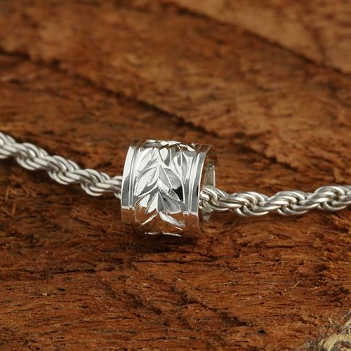 Sterling Silver Hawaiian Scroll Smooth Edge Barrel Pendant (Silver/Pink Gold/Yellow Gold) (S/M) (Chain Sold Separately)