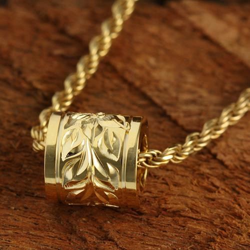 Sterling Silver Hawaiian Scroll Smooth Edge Barrel Pendant (Silver/Pink Gold/Yellow Gold) (S/M) (Chain Sold Separately)