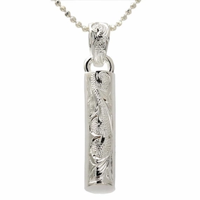Sterling Silver Hawaiian Scroll Tube Pendant (Chain Sold Separately)