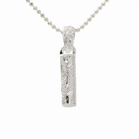 Sterling Silver Hawaiian Scroll Tube Pendant (Chain Sold Separately)