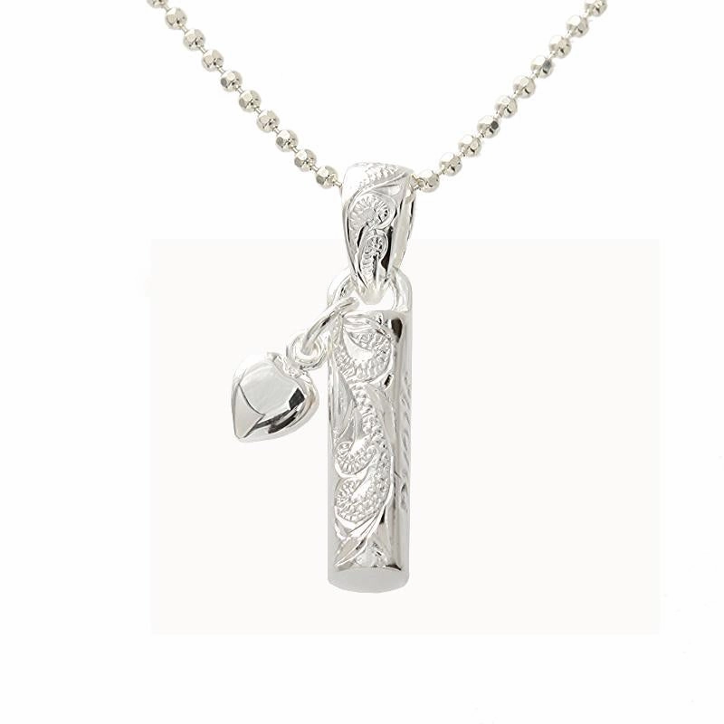 Sterling Silver Hawaiian Scroll Tube with Heart Pendant (Chain Sold Separately)