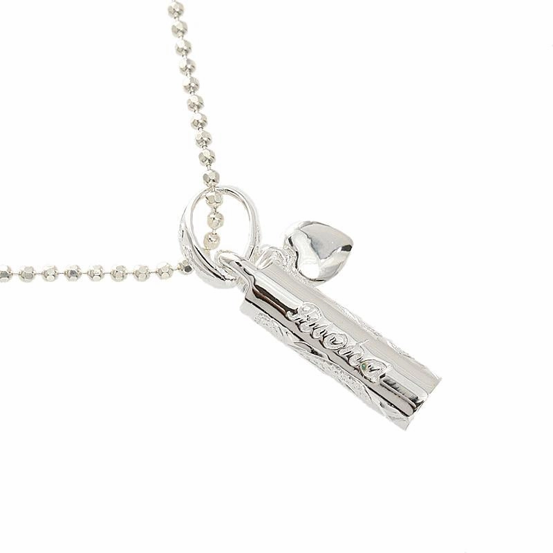 Sterling Silver Hawaiian Scroll Tube with Heart Pendant (Chain Sold Separately)