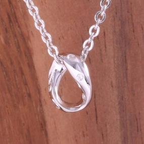 Sterling Silver Hawaiian Scroll Twist Circle with Three CZ Pendant (Chain Sold Separately)