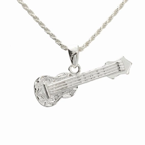 Sterling Silver Hawaiian Scroll Ukulele Pendant (Chain Sold Separately)