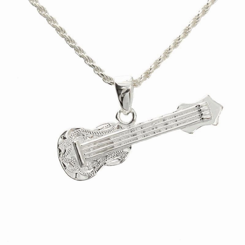 Sterling Silver Hawaiian Scroll Ukulele Pendant (Chain Sold Separately)