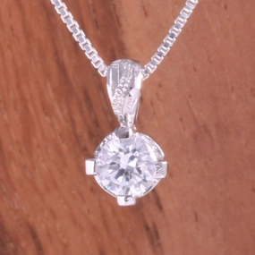 Sterling Silver Hawaiian Scroll with CZ Pendant (Chain Sold Separately)