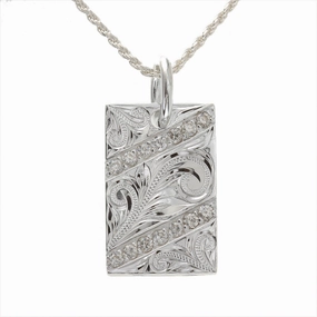 Sterling Silver Hawaiian Scroll with CZ Plate Pendant (Chain Sold Separately)