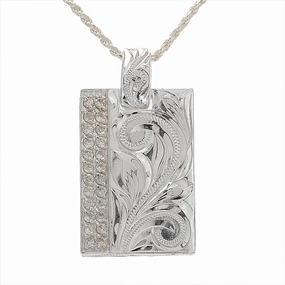 Sterling Silver Hawaiian Scroll with CZ Plate Pendant (Chain Sold Separately)