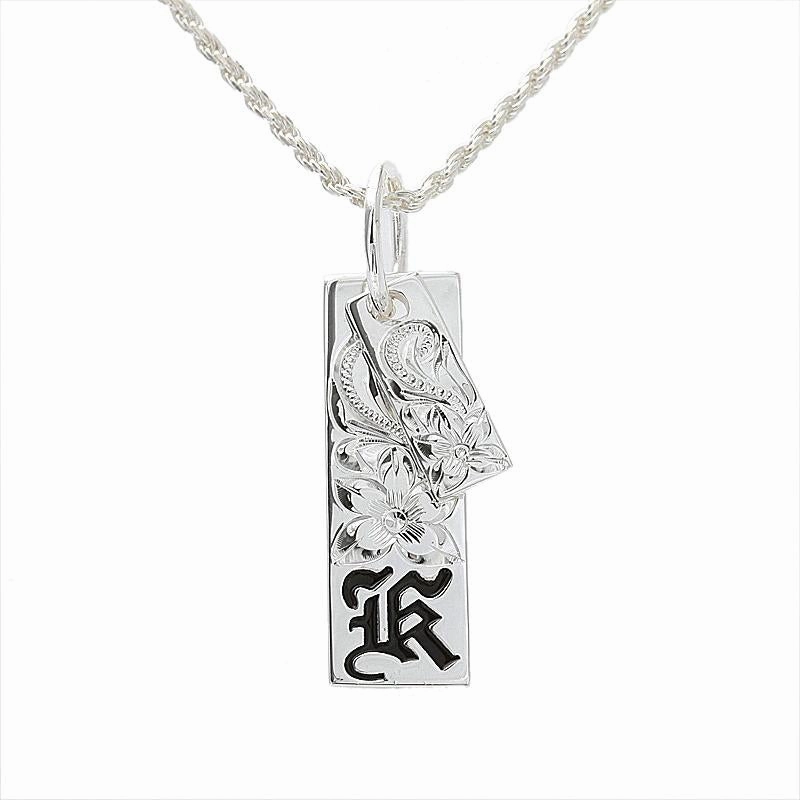Sterling Silver Hawaiian Scroll with "K" Initial Double Plate Pendant (Chain Sold Separately)