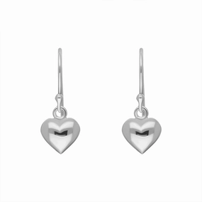 Sterling Silver Heart Drop Hook Earrings