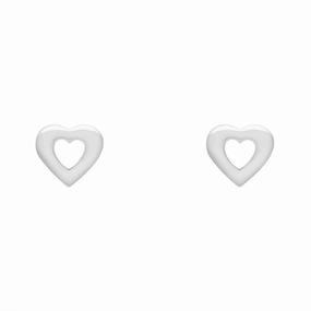Sterling Silver Heart Stud Earrings D