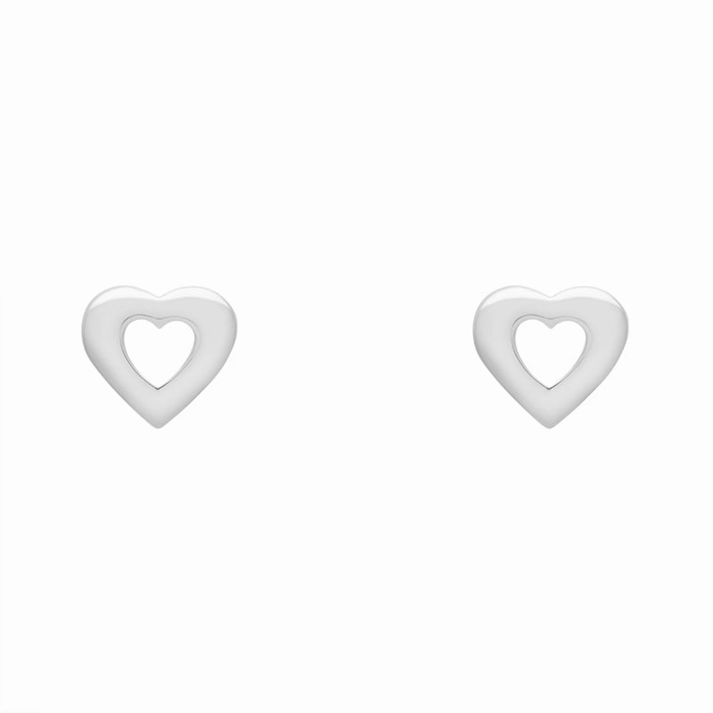 Sterling Silver Heart Stud Earrings D