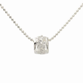 Sterling Silver Hibiscus Barrel Pendant (Chain Sold Separately)