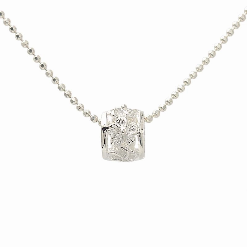 Sterling Silver Hibiscus Barrel Pendant (Chain Sold Separately)