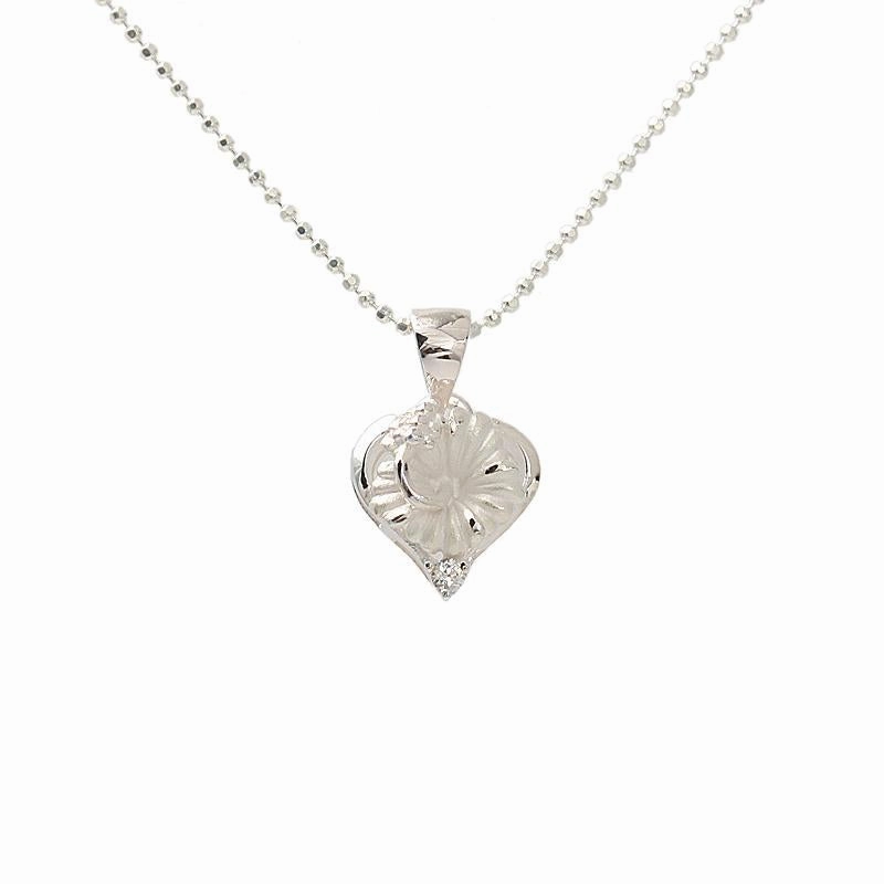 Sterling Silver Hibiscus Heart with CZ Pendant (Chain Sold Separately)