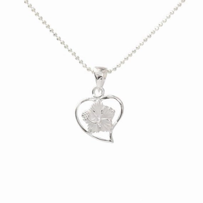 Sterling Silver Hibiscus in Sandblast Polish Finish Pendant (Chain Sold Separately)