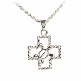Sterling Silver Honu (Hawaiian Turtle) Cross Pendant (Chain Sold Separately)
