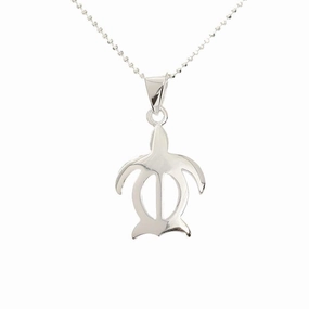 Sterling Silver Honu (Hawaiian Turtle) Pendant (S/M) (Chain Sold Separately)