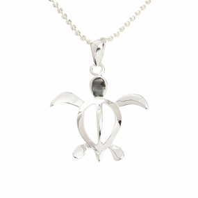 Sterling Silver Honu (Hawaiian Turtle) Pendant (S/M/L/XL) (Chain Sold Separately)