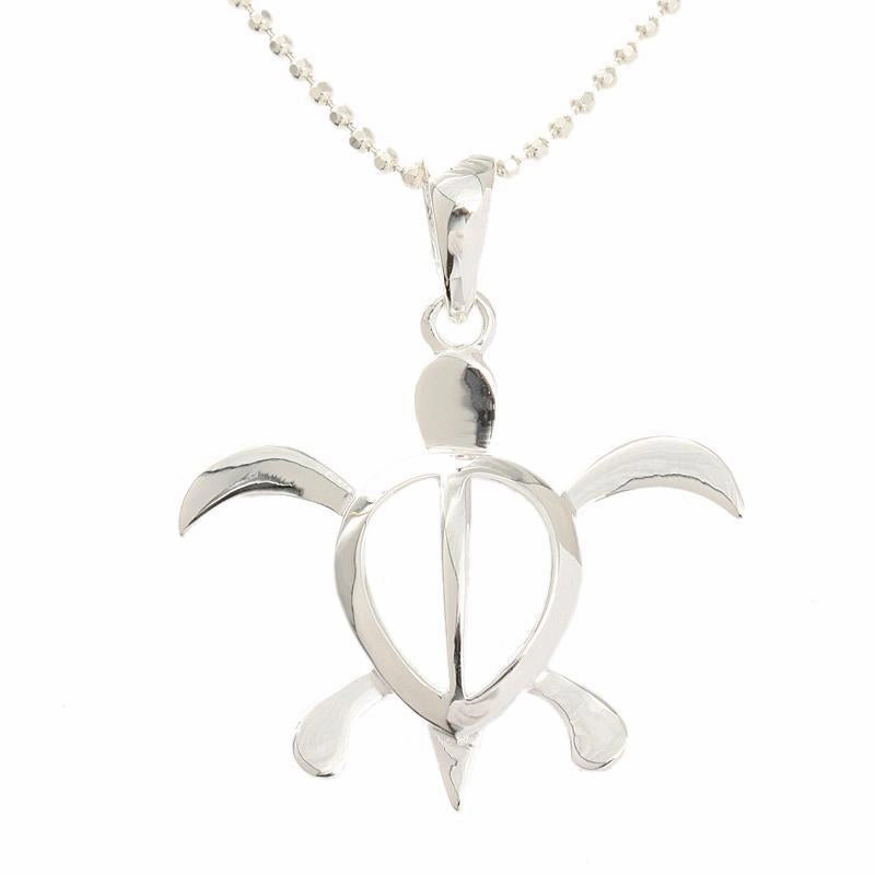 Sterling Silver Honu (Hawaiian Turtle) Pendant (S/M/L/XL) (Chain Sold Separately)
