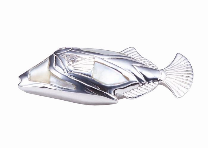 Sterling Silver Humuhumunukunukuapua'a with Mother-of-Pearl Inlaid Pendant (Chain sold separately)