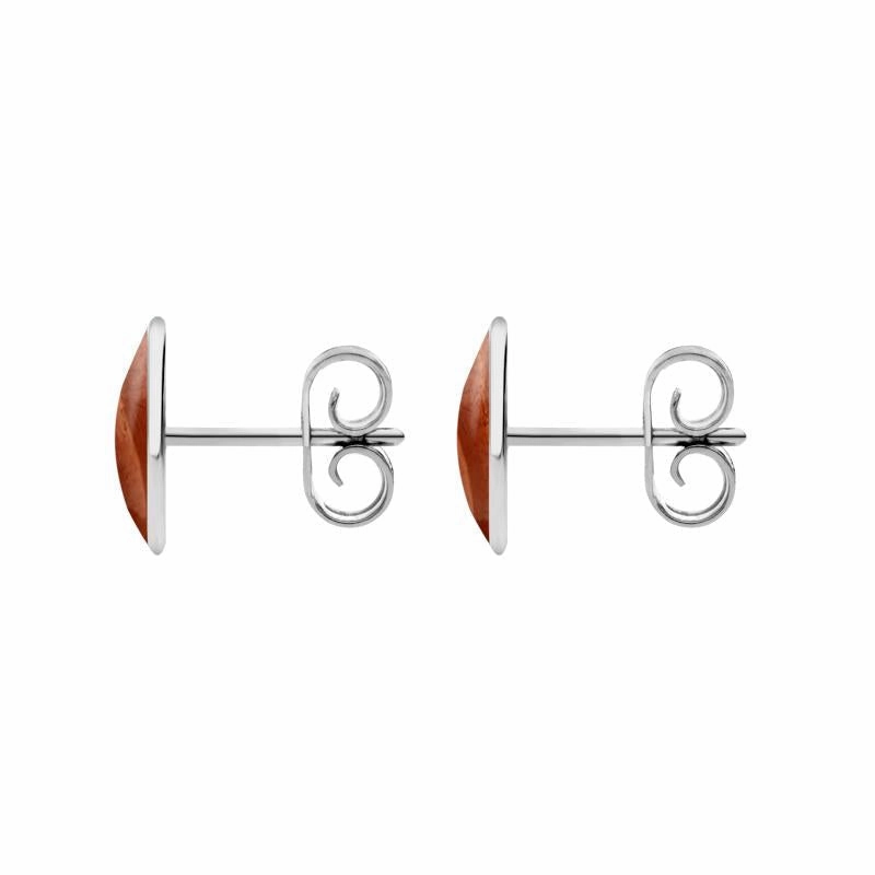 Sterling Silver Jasper 8 x 10mm Classic Large Oval Stud Earrings