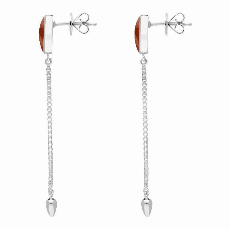 Sterling Silver Jasper Lineaire Long Drop Stud Earrings