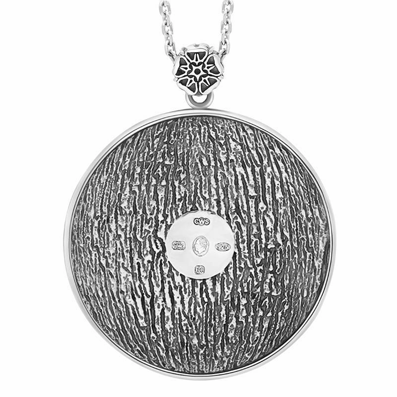 Sterling Silver King's Coronation Hallmark Round Emblem Necklace D