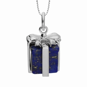 Sterling Silver Lapis Lazuli Christmas Present Necklace