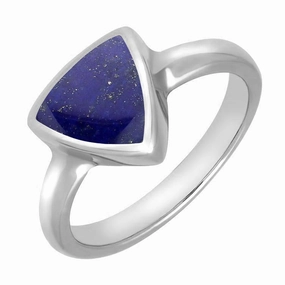 Sterling Silver Lapis Lazuli Curved Triangle Ring