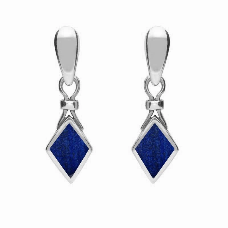 Sterling Silver Lapis Lazuli Dinky Diamond Shape Drop Earrings