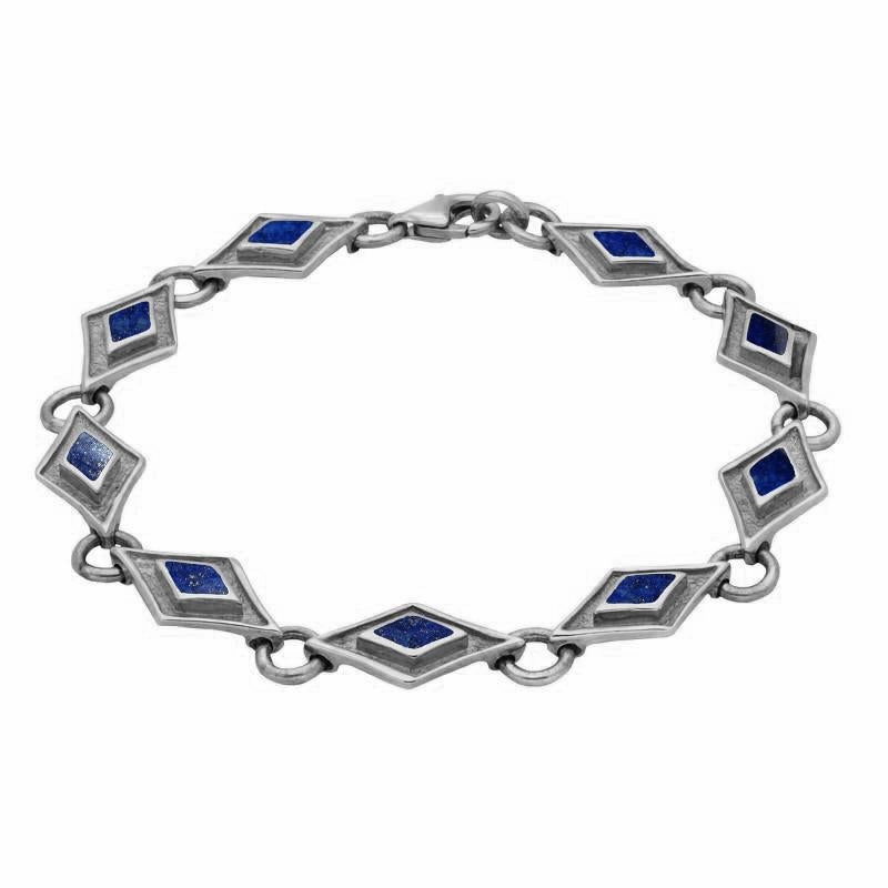 Sterling Silver Lapis Lazuli Eight Stone Kite Framed Bracelet