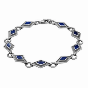Sterling Silver Lapis Lazuli Eight Stone Kite Framed Bracelet