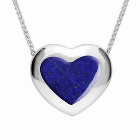 Sterling Silver Lapis Lazuli Framed Heart Necklace