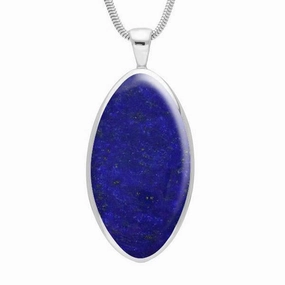 Sterling Silver Lapis Lazuli Large Oval Necklace