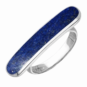 Sterling Silver Lapis Lazuli Lineaire Long Oval Ring