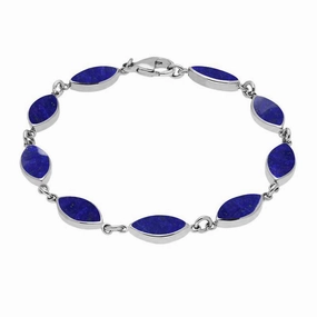 Sterling Silver Lapis Lazuli Marquise Bracelet