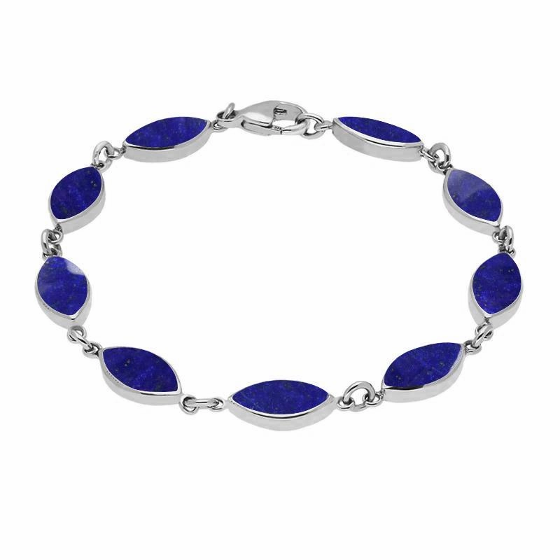 Sterling Silver Lapis Lazuli Marquise Bracelet