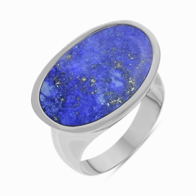 Sterling Silver Lapis Lazuli Oval Statement Ring D