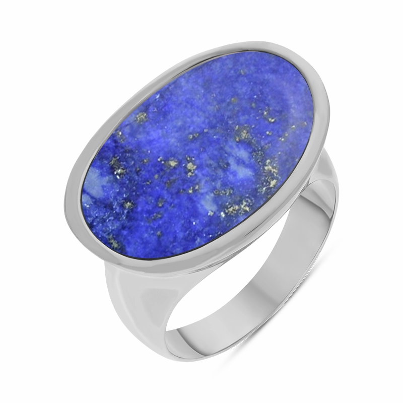 Sterling Silver Lapis Lazuli Oval Statement Ring D